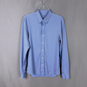 Rhone Commuter Shirt Mens Medium Blue Gingham Stretch Long Sleeve Button Front